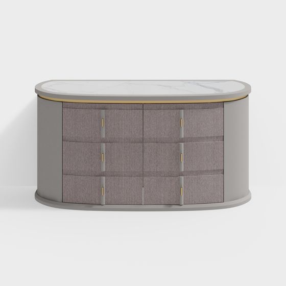 Stylish Oval Storage Cabinet 3D model for Contemporary Spaces
