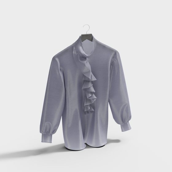 Ruffled Elegance Shirt 3D model