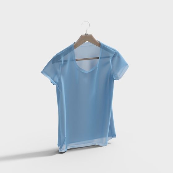 Elegant Light Blue V-Neck Top 3D model