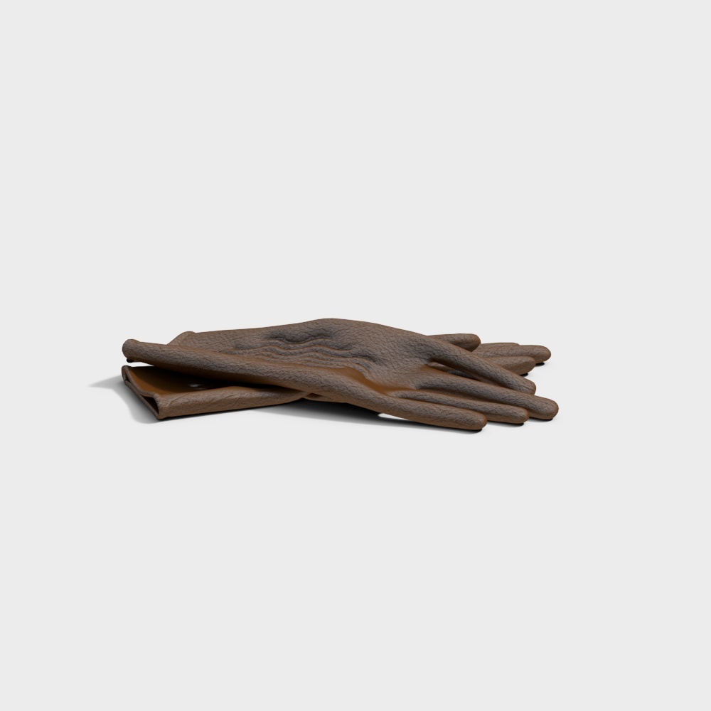 Realistic Brown Leather Gloves 3D model