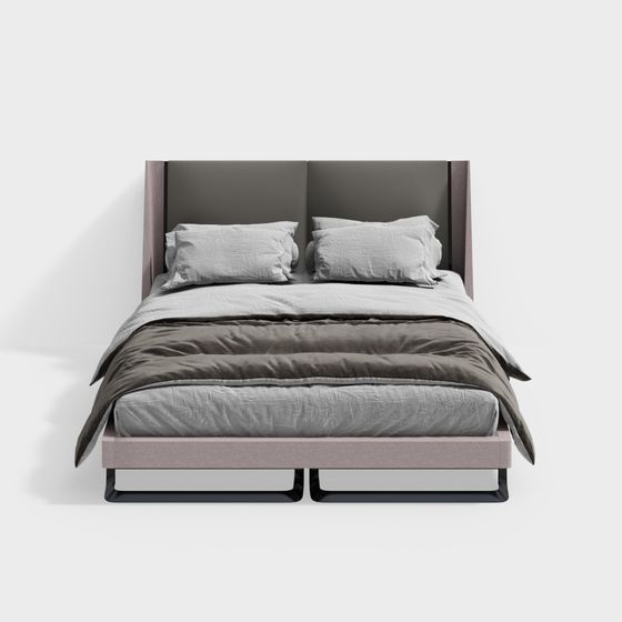 Stylish Minimalist Bed 3D model for Interior Design