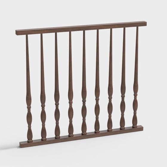 Elegant Brown Railing 3D Model for Stylish Spaces