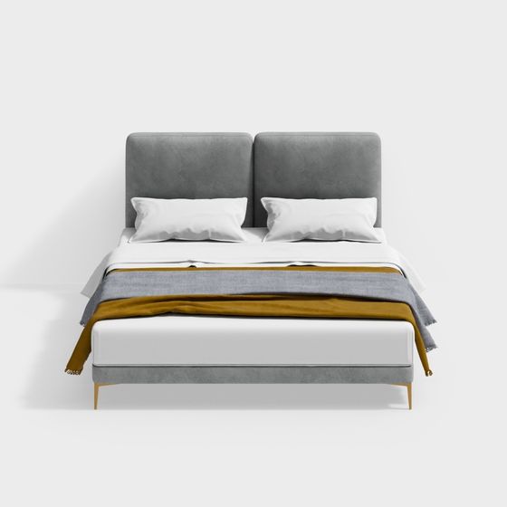 Elegant Minimalist Bed 3D model for Modern Interiors