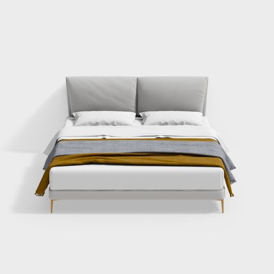 Elegant Minimalist Bed 3D model for Modern Interiors