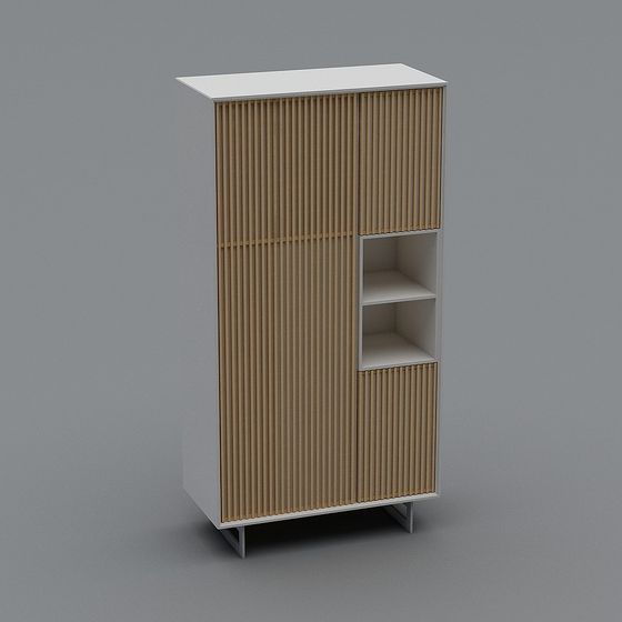 Stylish Stripe Storage Cabinet 3D model for Creative Projects