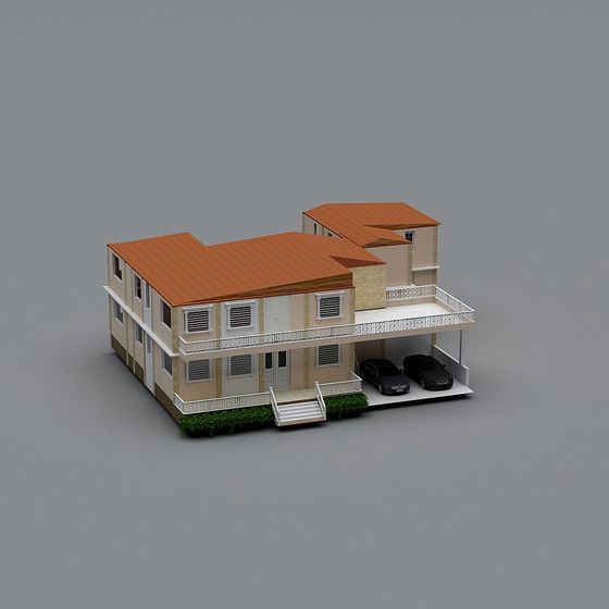 Mediterranean Dream House Low-Poly 3D model