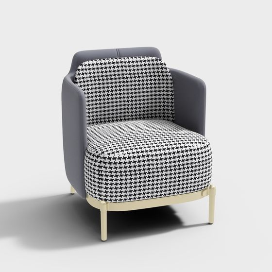 Elegant Gray Leather Armchair 3D model