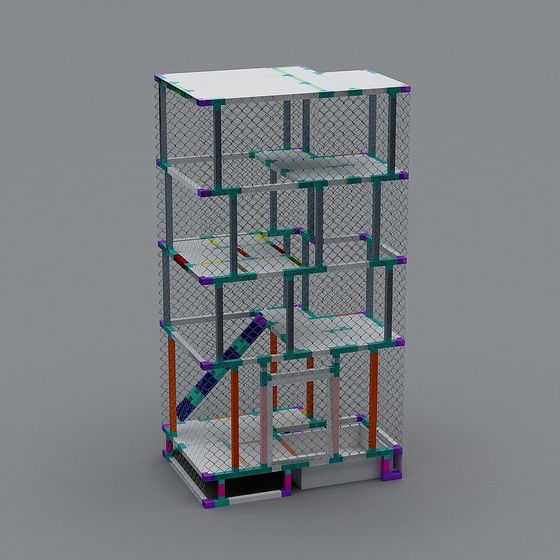 Futuristic Grid Maze Tower 3D model