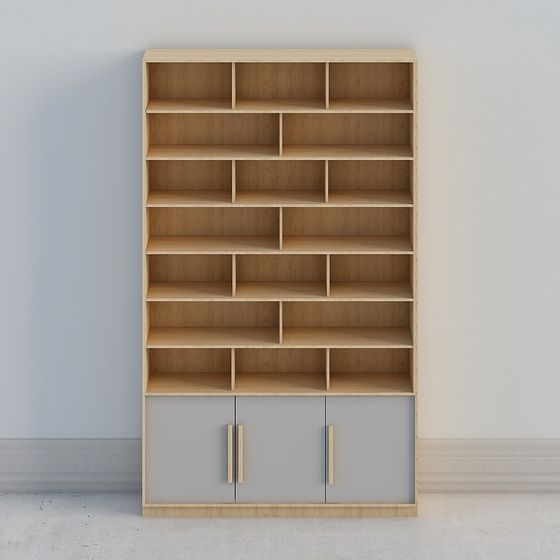 Modern Minimalist Low-Poly Bookshelf 3D model