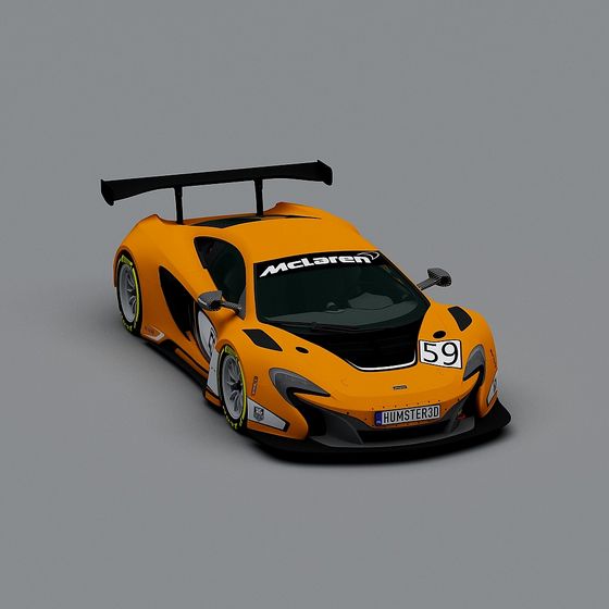 Vibrant Orange McLaren Racing Car 3D Model