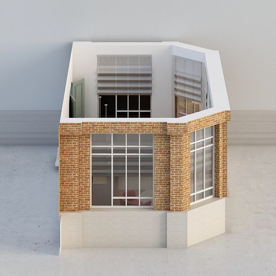 Low-Poly Detailed Building 3D Model for Designers