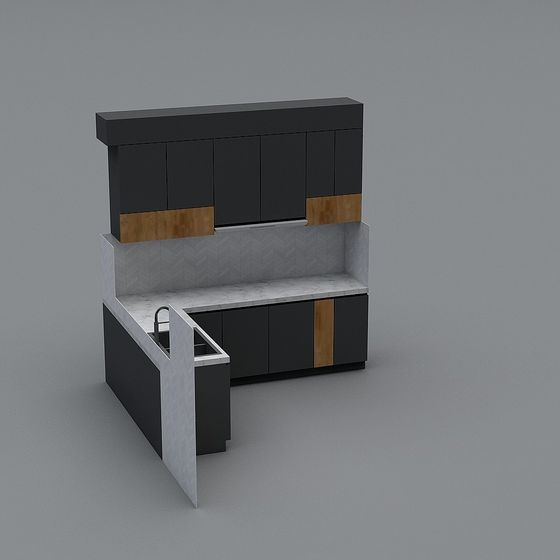 Minimalist Kitchen Cabinet 3D model Design