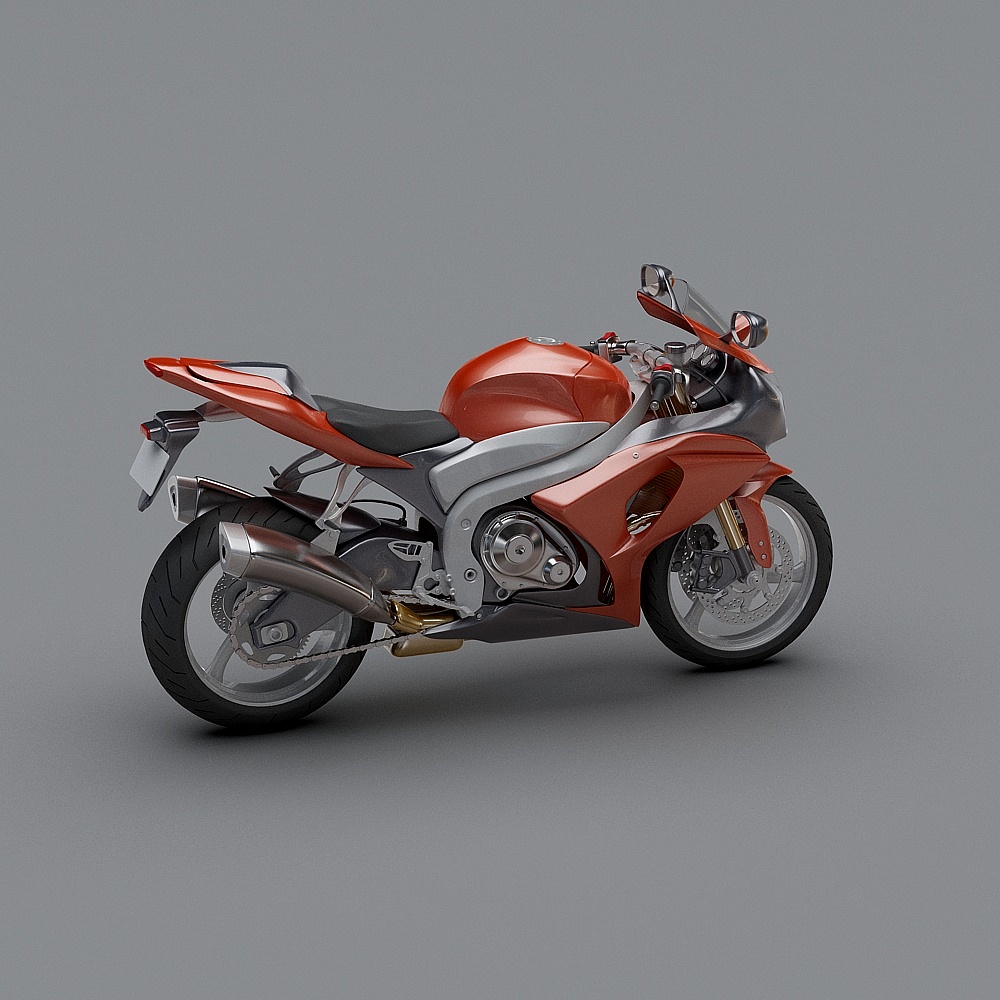 Futuristic Low-Polygon Motorcycle 3D model