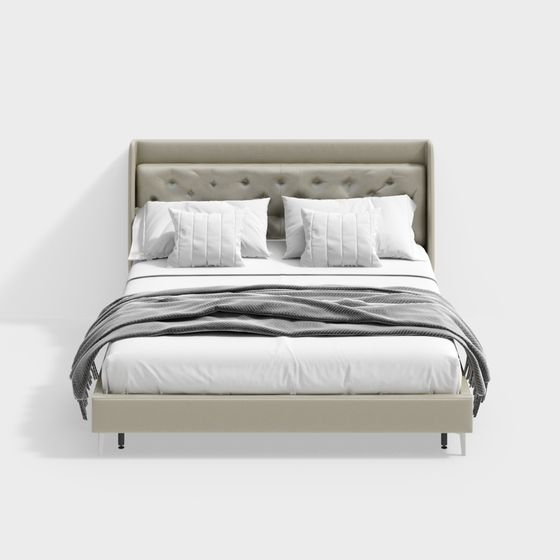 Elegant Low Poly Bed 3D model for Modern Interiors