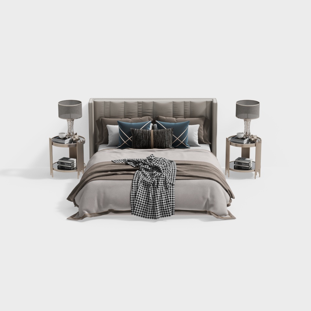 Combinaison de table de chevet double moderne de luxe lumineux