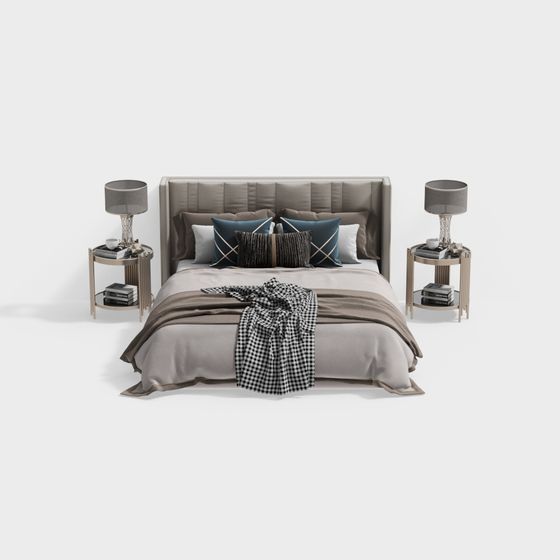 Stylish Modern Bedside Table Combination 3D Model
