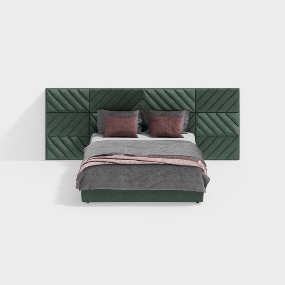 Stylish Low-Polygon Headboard 3D model