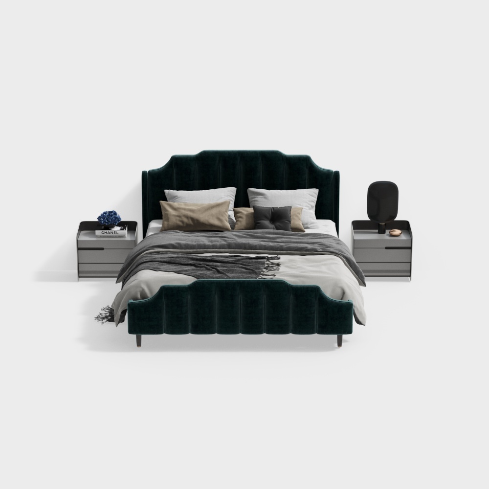 Combinación moderna de cama doble de lujo ligero