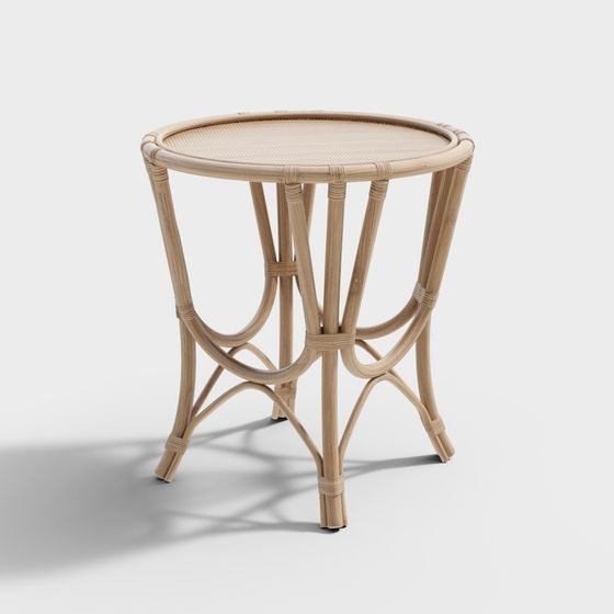 Tropical Rattan Side Table 3D model