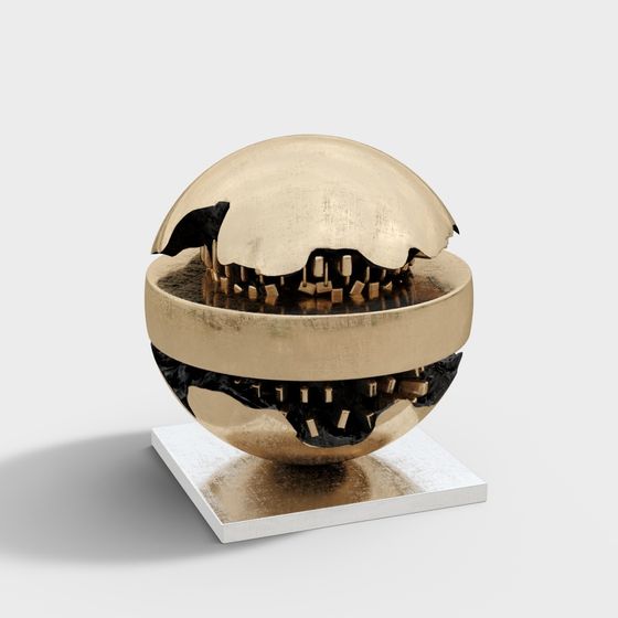 Cracked Golden Sphere 3D model
