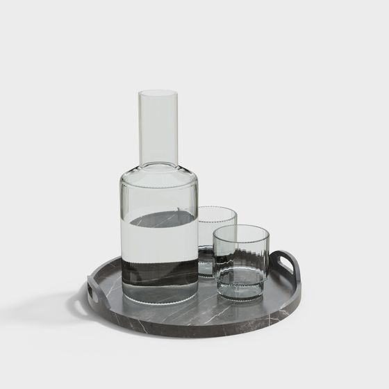 Elegant Glassware Set 3D model for Modern Aesthetics