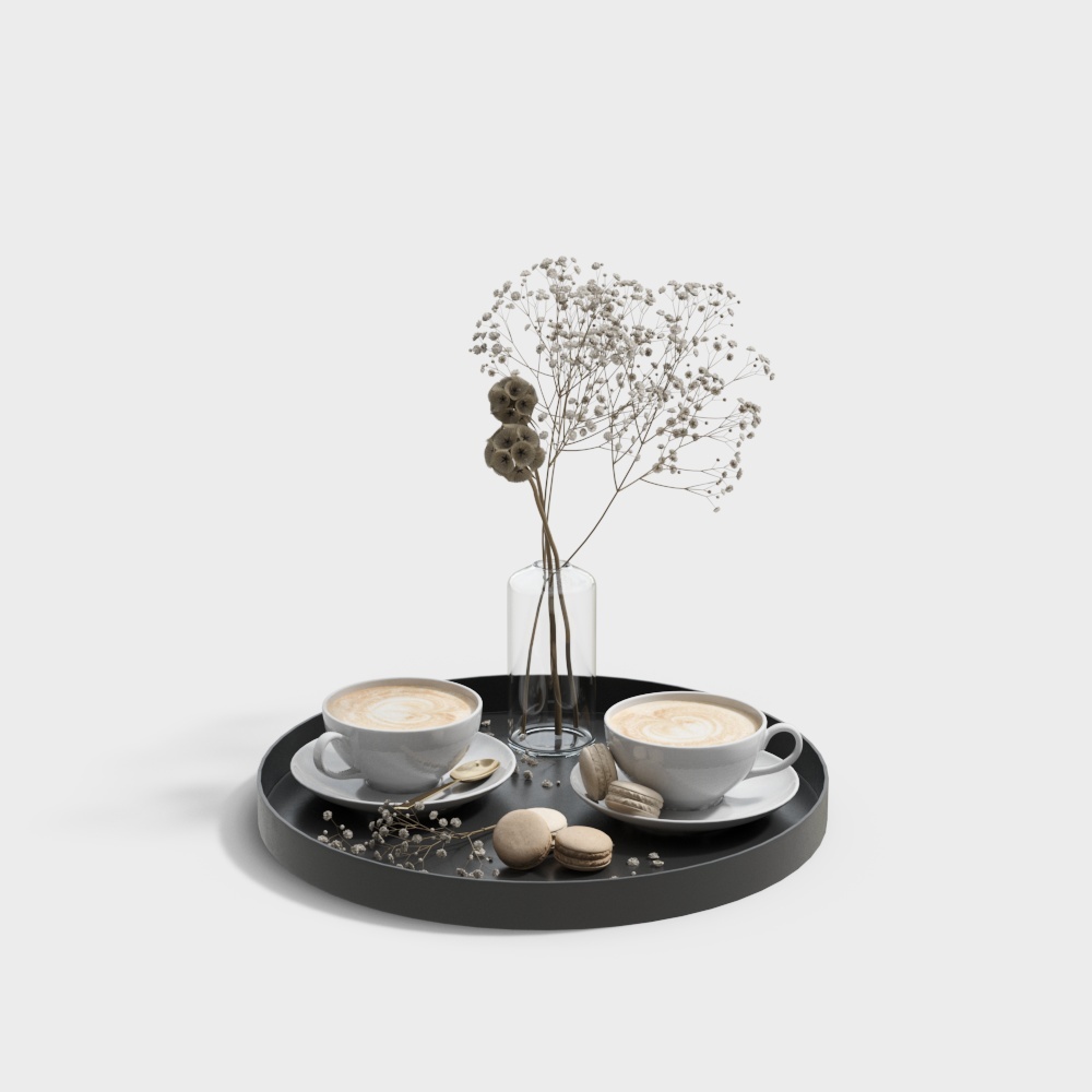 Elegant Coffee Time 3D Model – Low-Poly Coffee Set