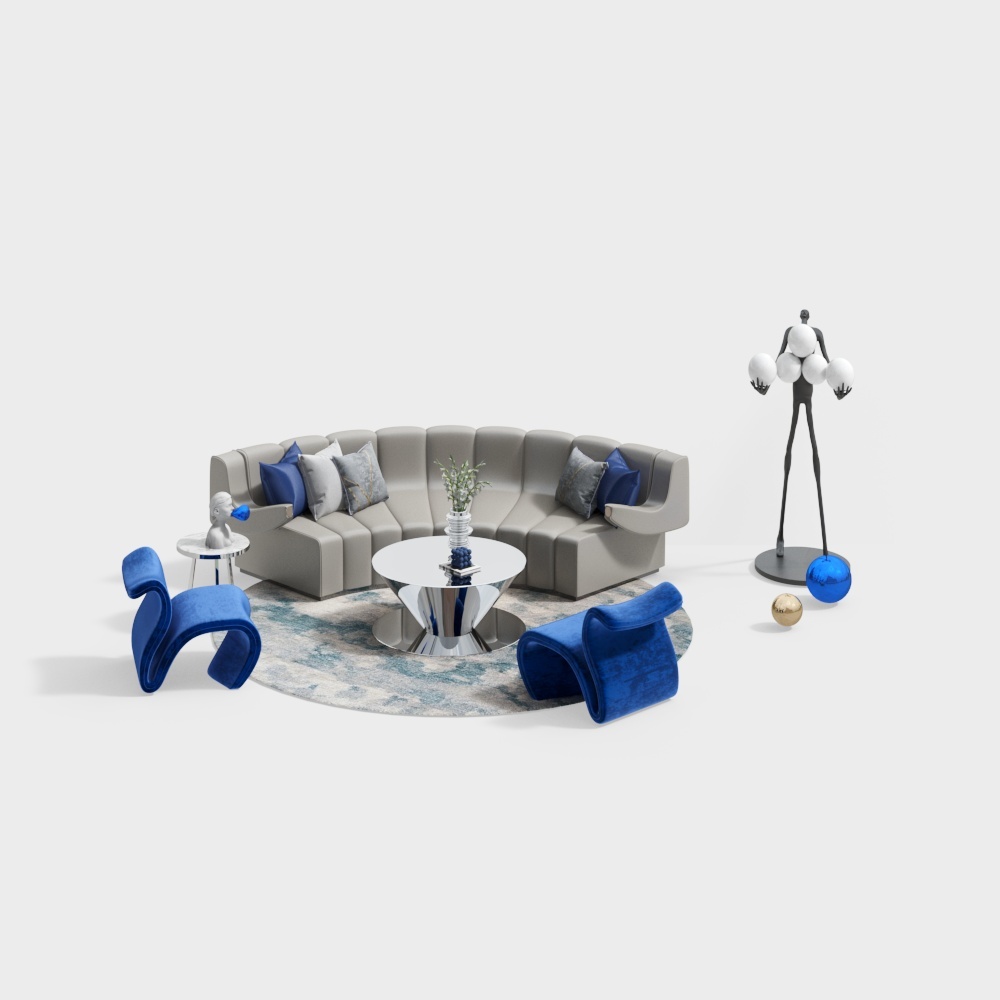 Ensemble canapé bleu Klein