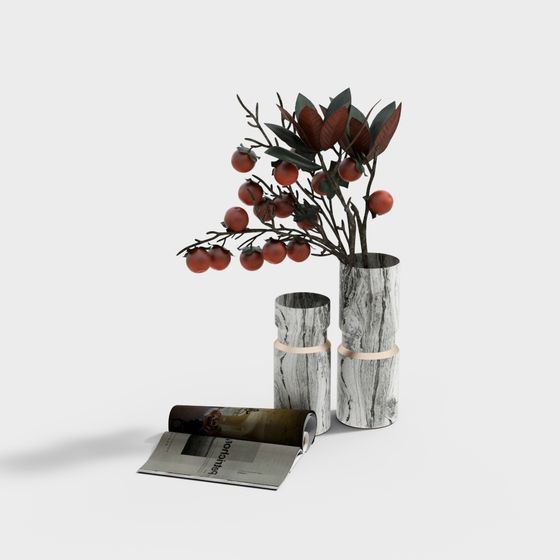 Marble Vase with Leaves 3D model