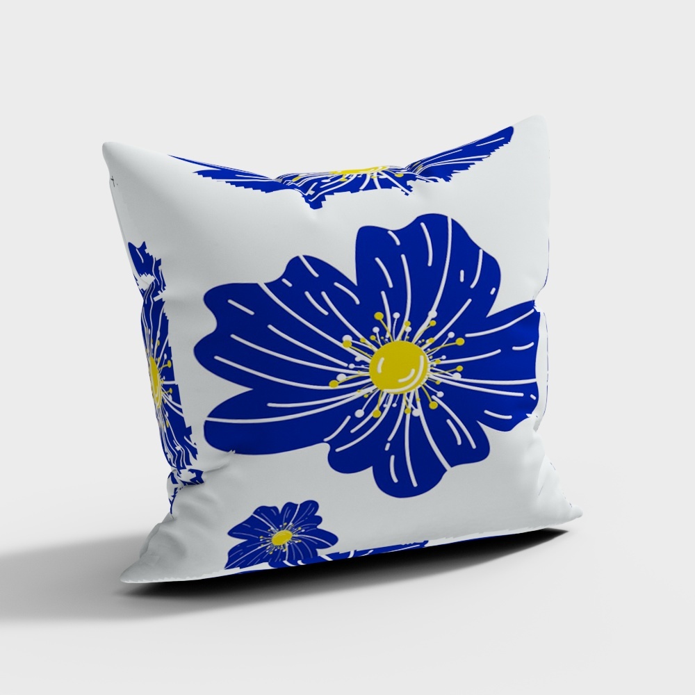 Klein blue stamens white throw pillow