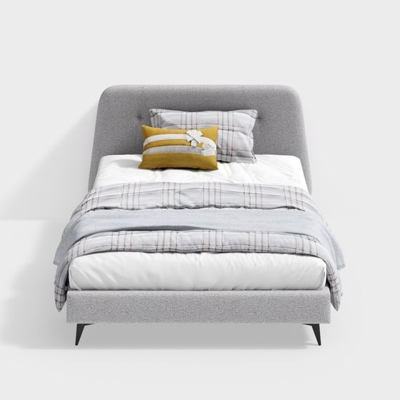 Chic Minimalist Bed 3D model for Cozy Spaces