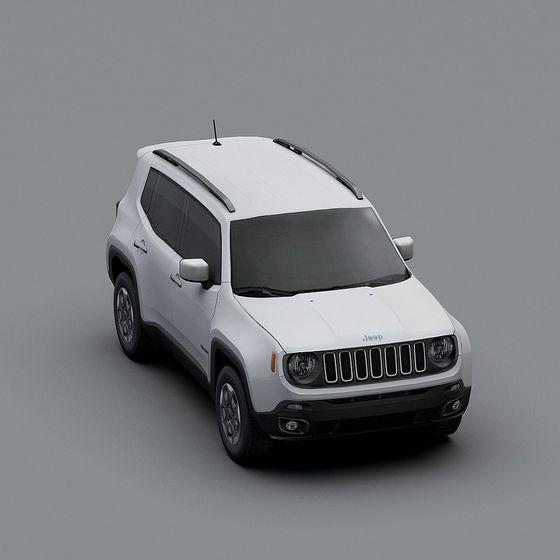 Detailed White Jeep Renegade SUV 3D model