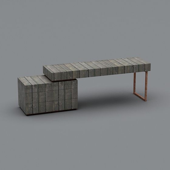Concrete Long Table 3D model