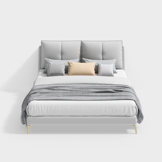 Elegant Low-Poly 3D Bed Model for Modern Interiors