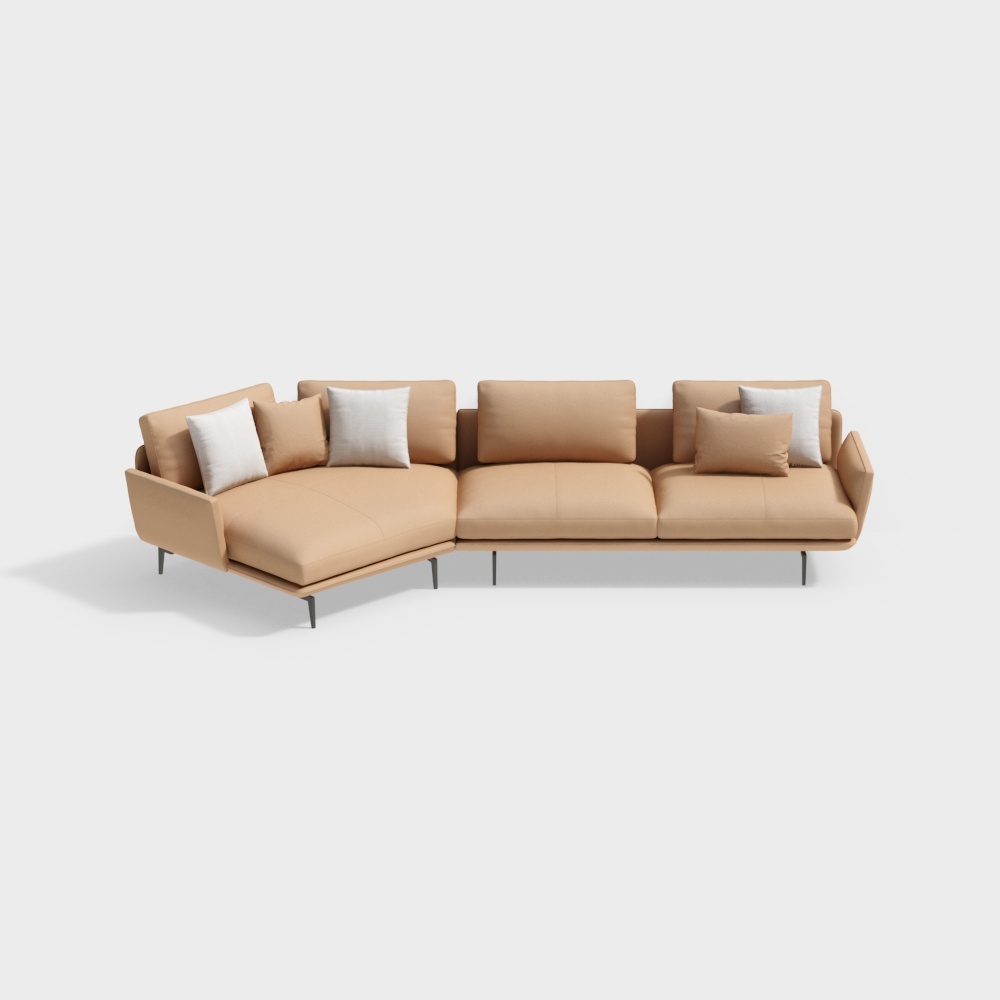 Cortical metal small three-seater sitting right chaise sofa - BSJS1929-Senkelo