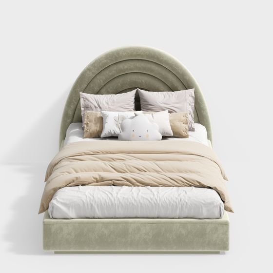 Elegant Low-Poly Bed 3D Model