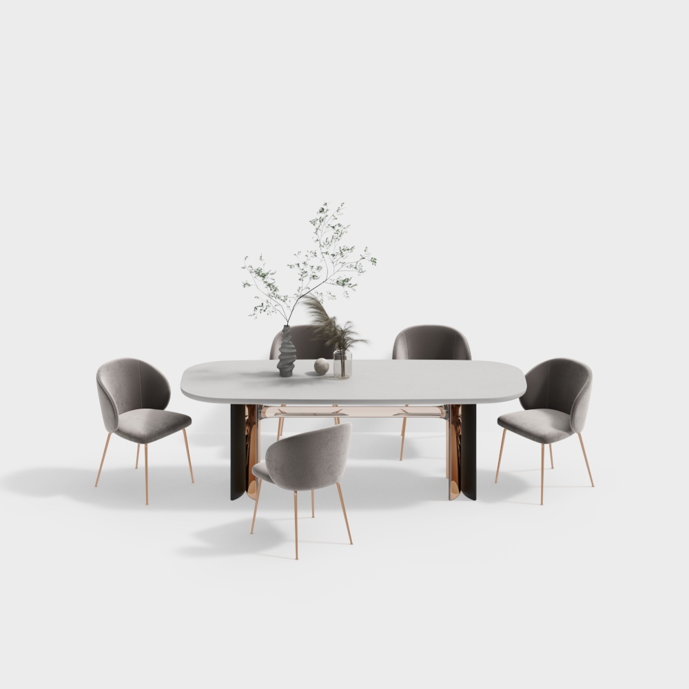 Modern luxury dining room dining table and chair combination