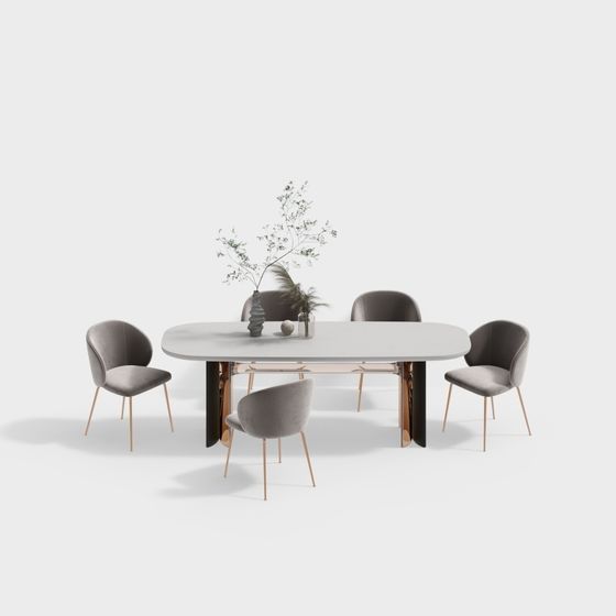 Urban Living Room Dining Table and Chair Set 3D model