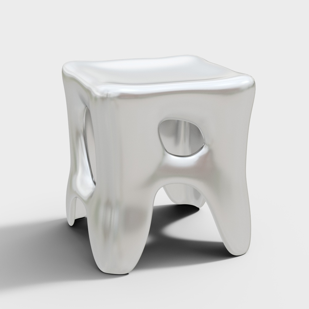 Sleek Metal Stool 3D model