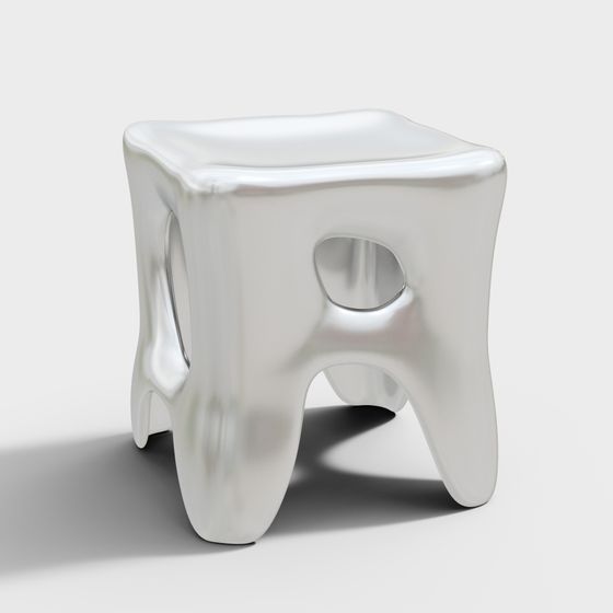 Sleek Metal Stool 3D model
