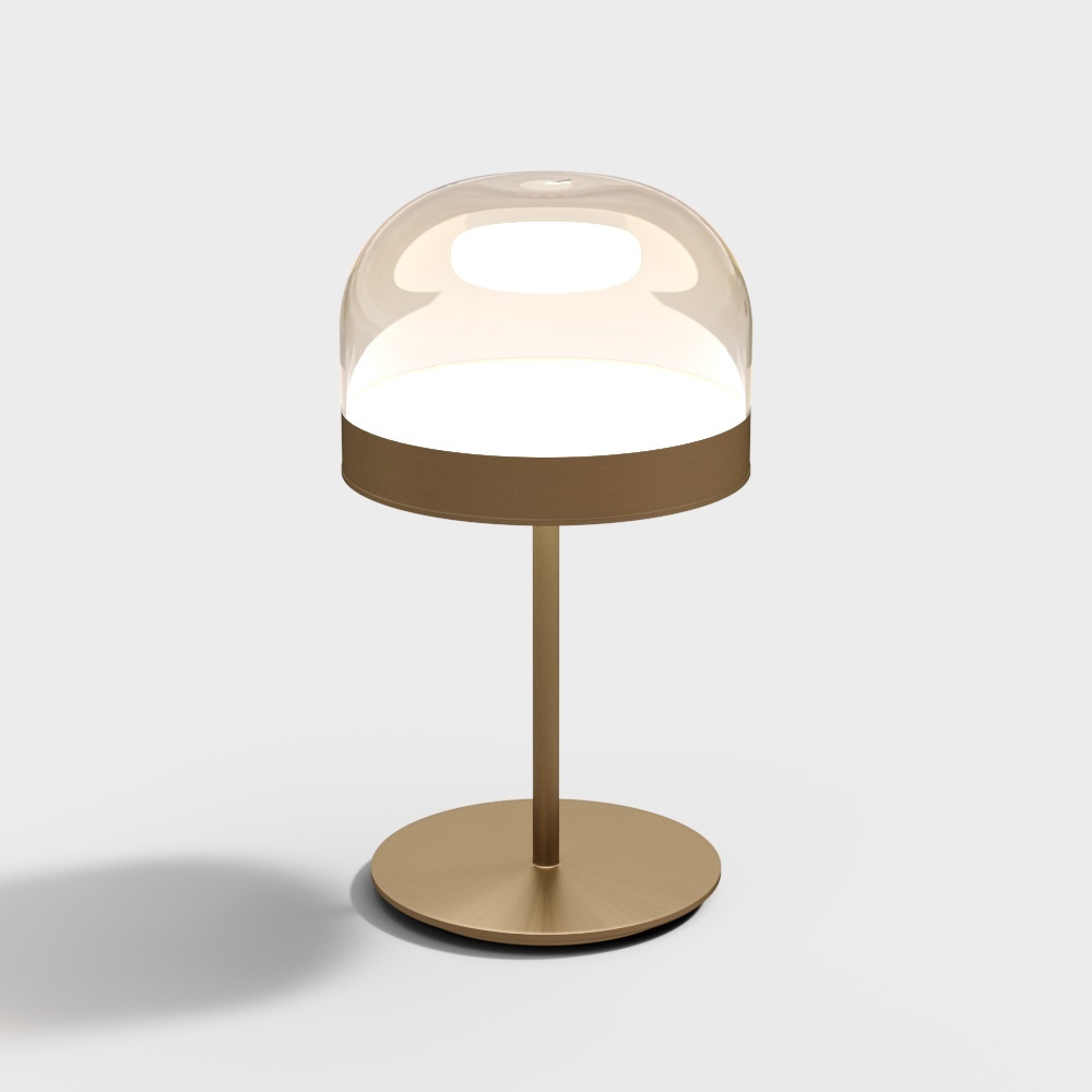 Stylish Low-Poly Table Lamp 3D Model – Golden Metal & Acrylic