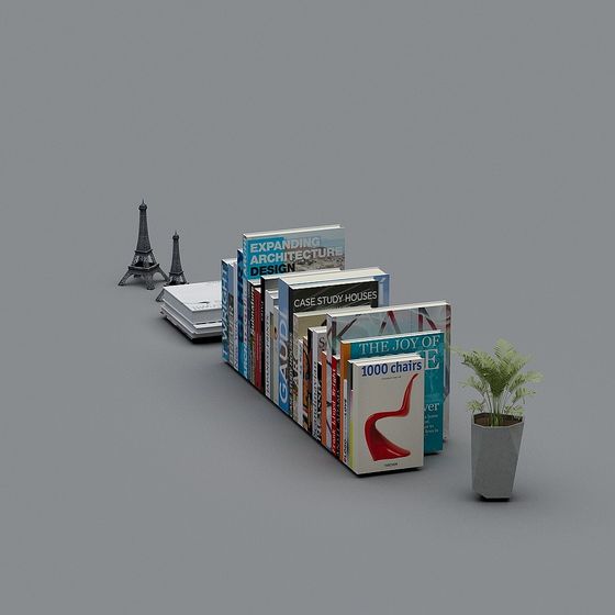 Stylish Low-Polygon 3D Bookshelf Model for Creative Spaces