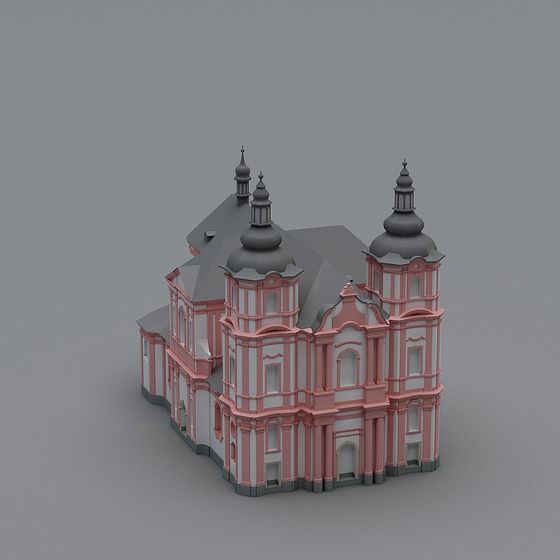 Low-Poly European Classical Church 3D model