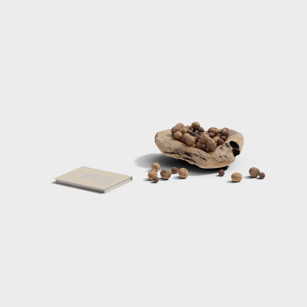 Walnuts and Wooden Bowl 3D model