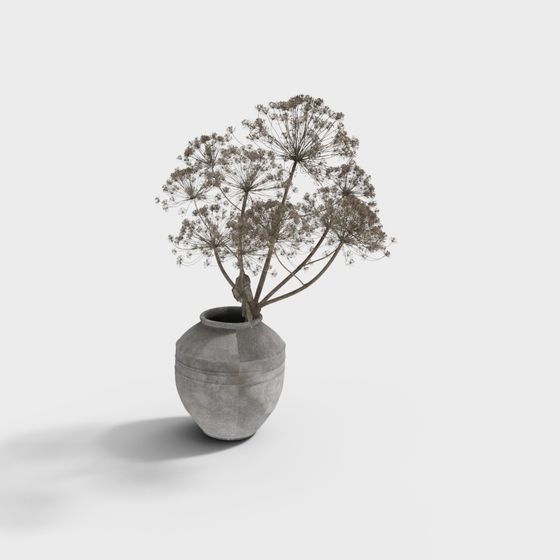 Distinctive Low-Poly Withered Umbrella Grass 3D model