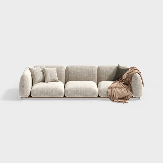 Cozy Comfort Low-Poly Sofa 3D model for Modern Spaces