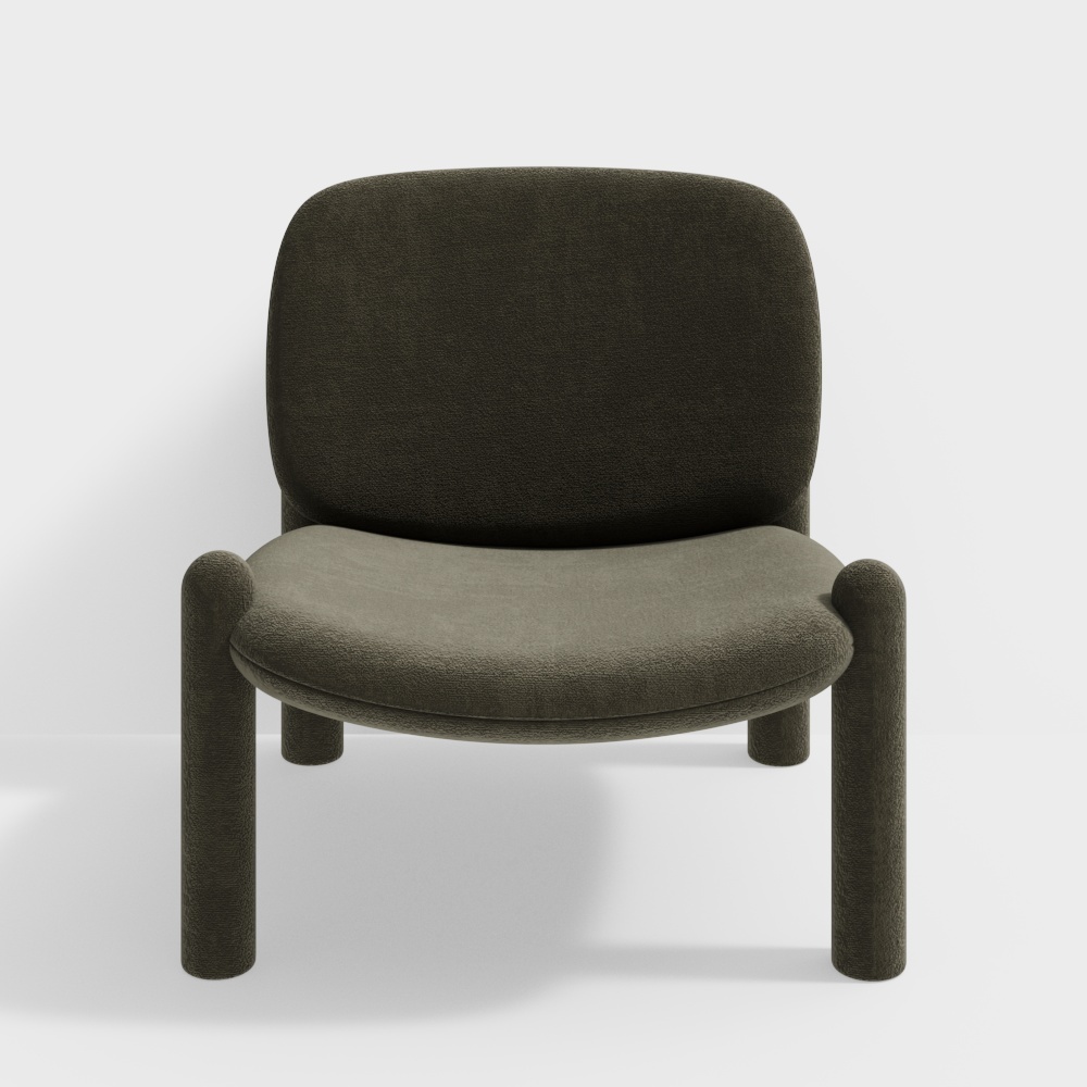 Cozy Lounge Chair 3D Model – Low-Poly Olive Green Design