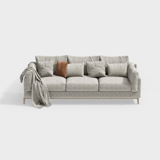 Contemporary Multi-Seat I-Shape Sofa 3D Model
