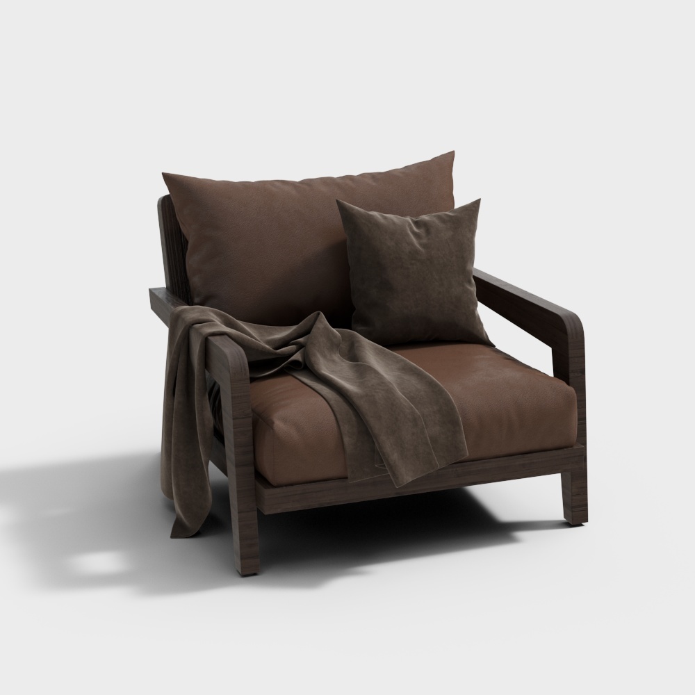 Wabi-Sabi Style Leather Lounge Chair