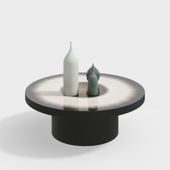 Elegant Round Table and Art Vase Set 3D model