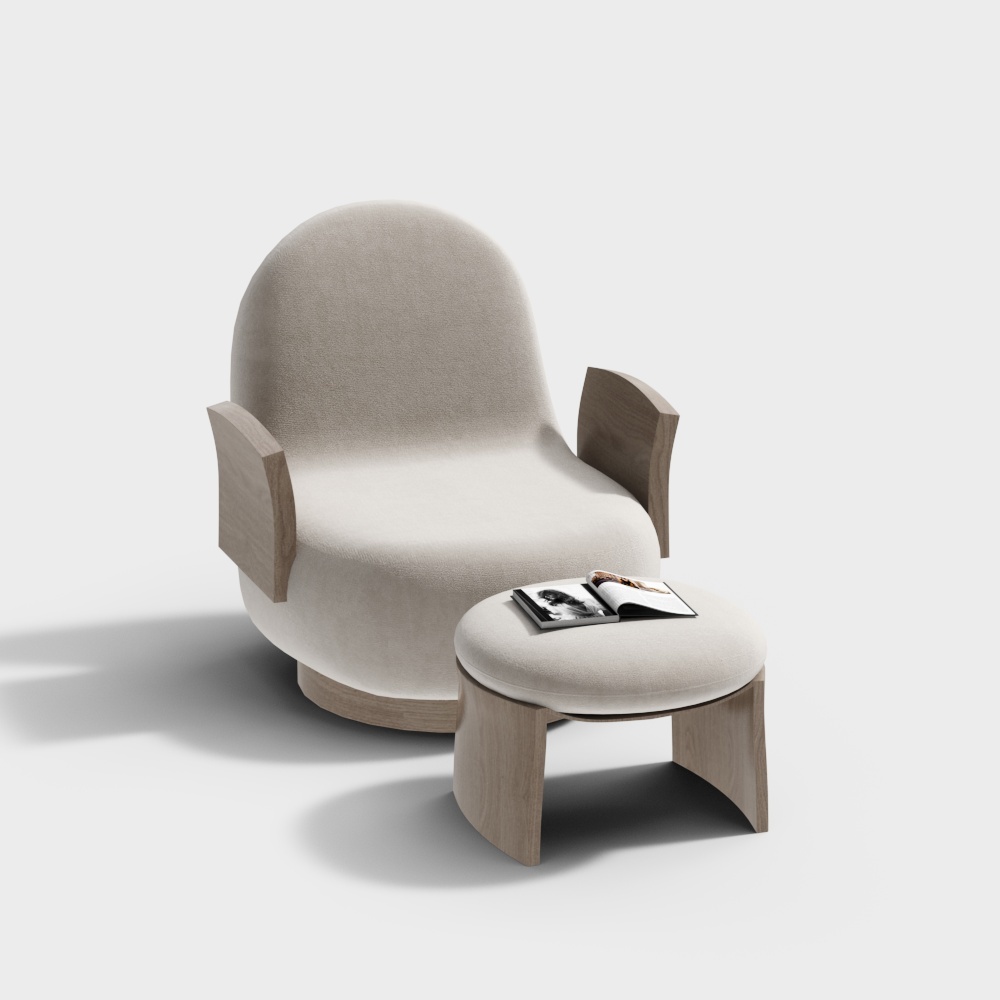 Wabi-sabi cotton and linen lounge chair combo